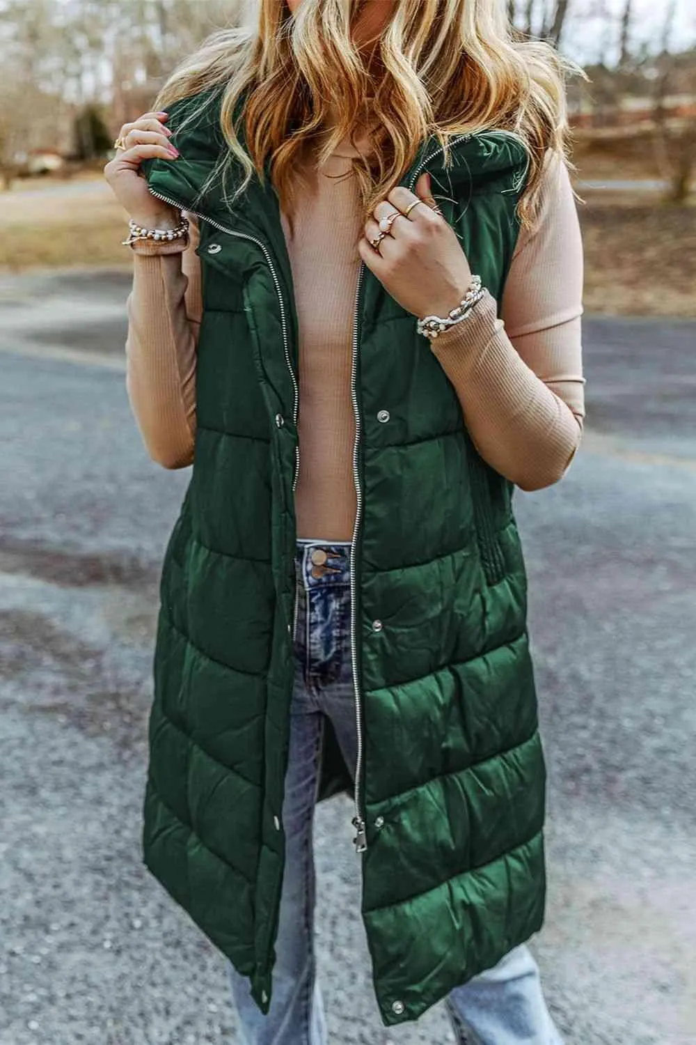 Raegan Longline Hooded Sleeveless Puffer Vest