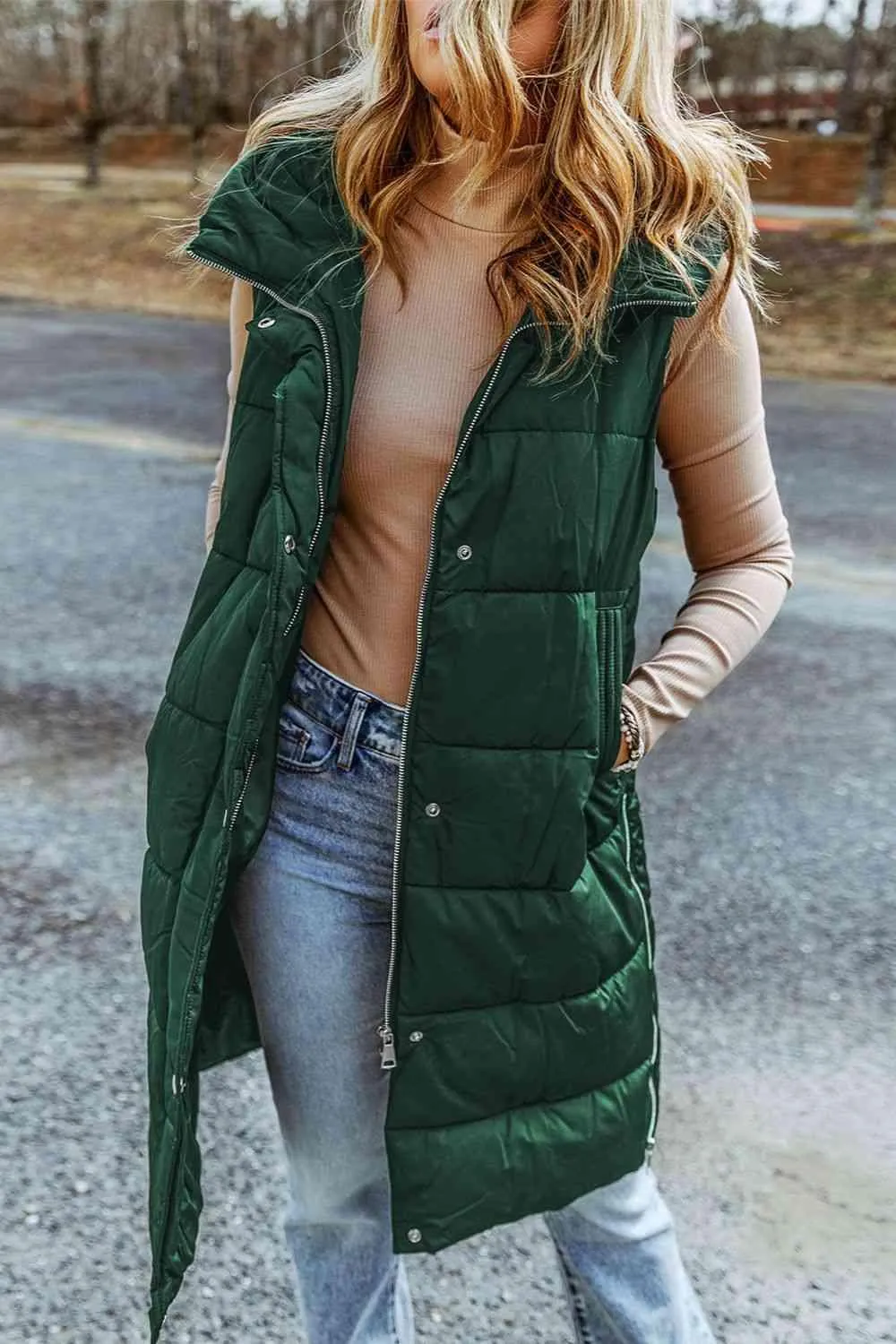 Raegan Longline Hooded Sleeveless Puffer Vest