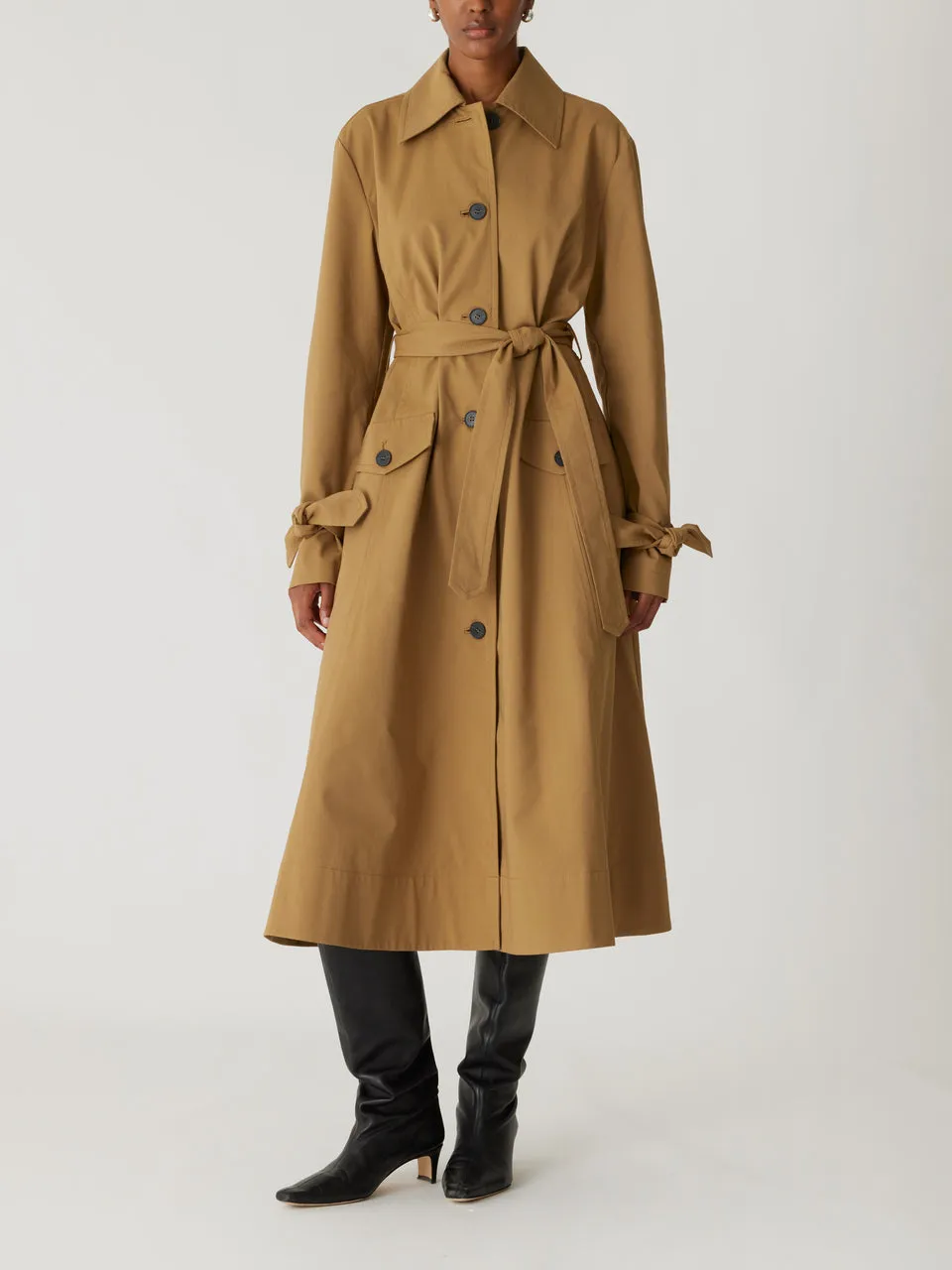 Refined Sateen Trench Coat