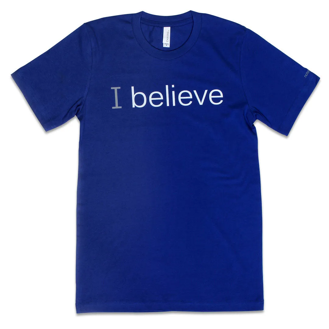 royal blue 'I believe' positive affirmation t-shirt