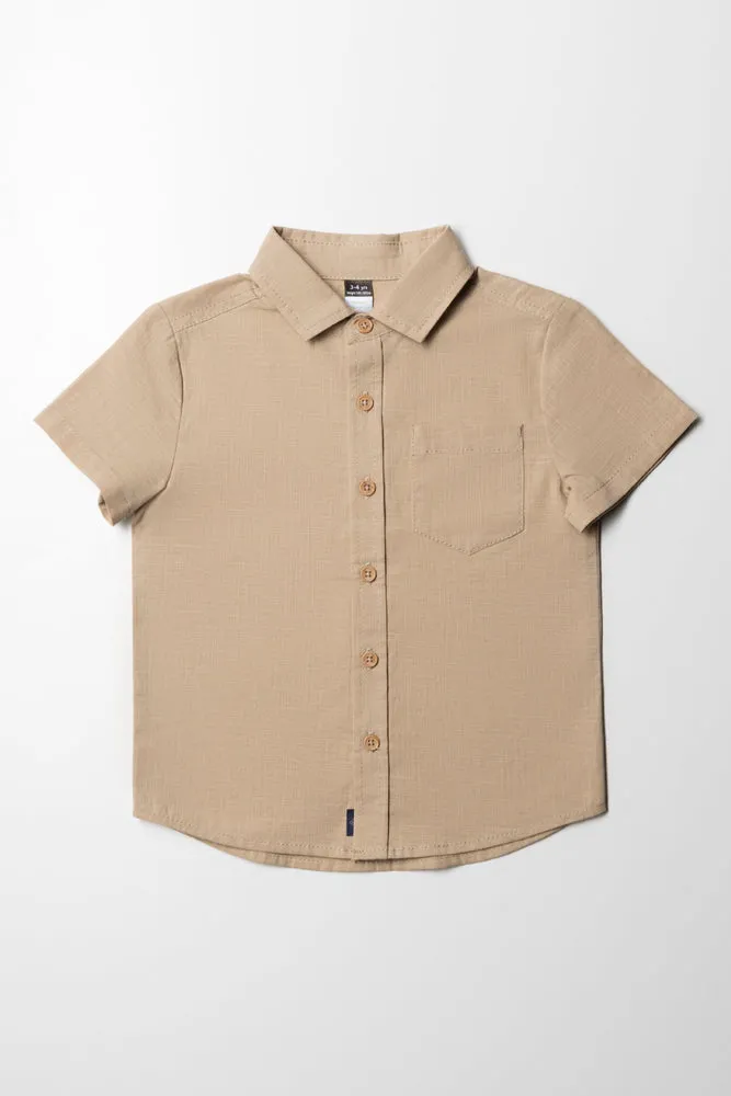 Short Sleeve Linen Shirt Safari