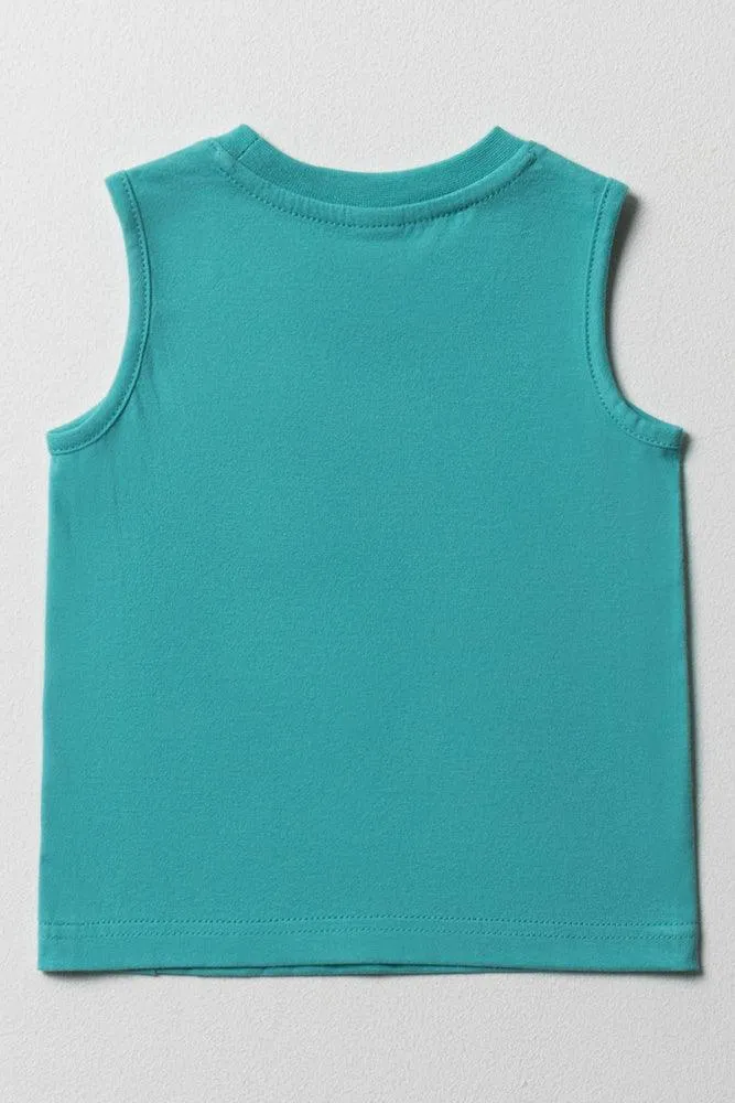 Sleeve-less vest with pocket jade blue