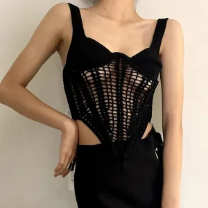 Slim Solid Minimalsit Tank Tops For Women Square Collar Sleeveless Cut Out Sexy Vests Female Clothing Summer