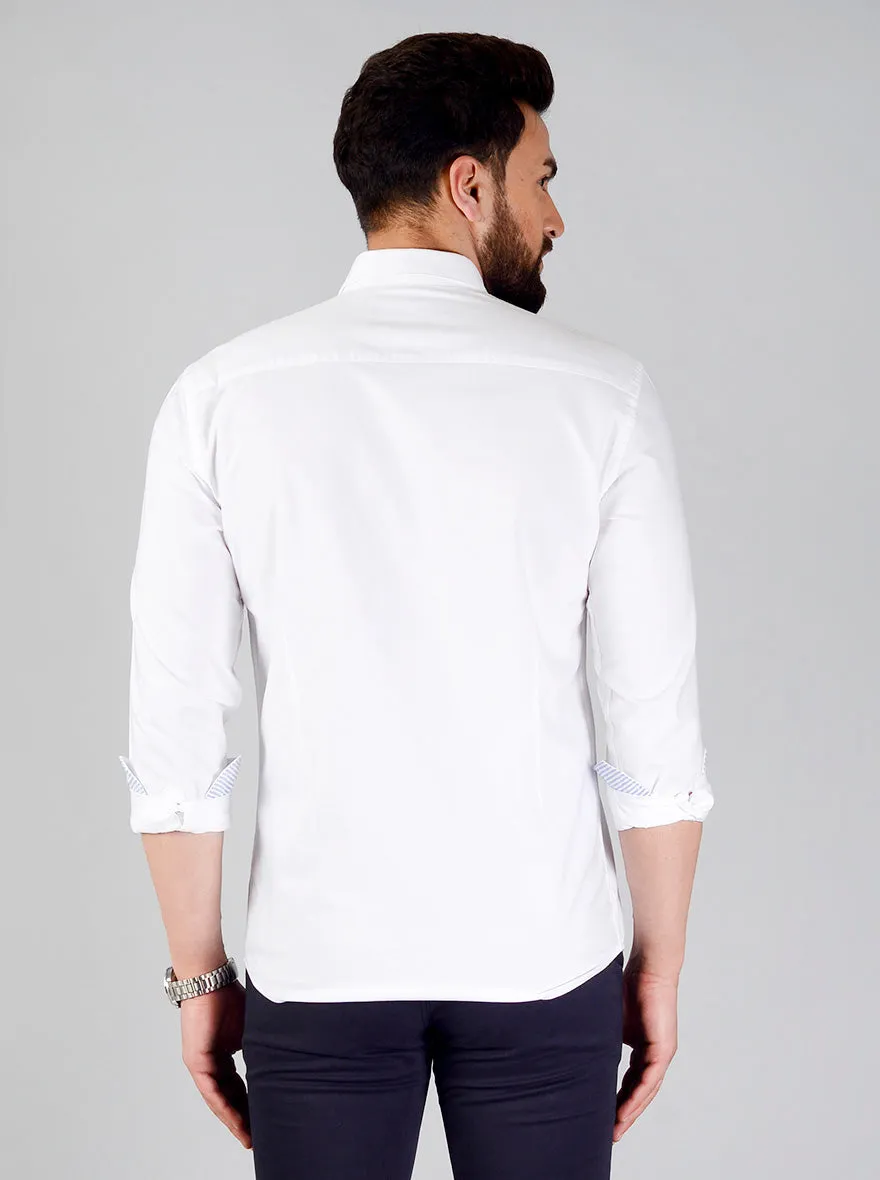 Snow White Solid Slim Fit Casual Shirt | JadeBlue