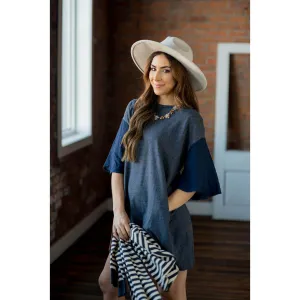 Solid Flare Sleeve Tee Dress