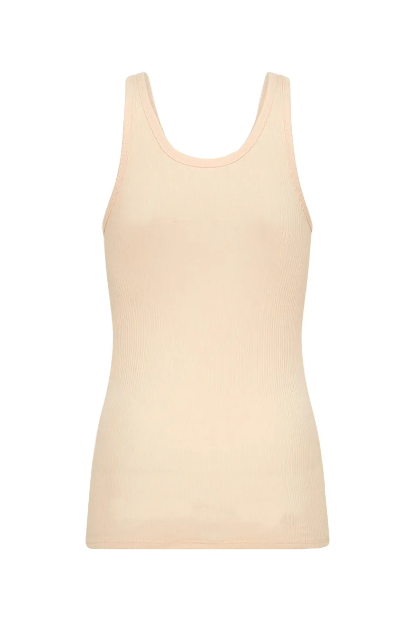 Spell Staples Rib Singlet Tank - Cream