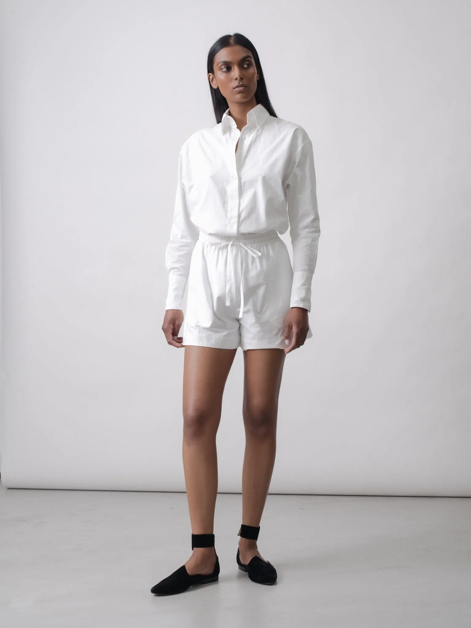 Stevie Short Cotton Poplin White