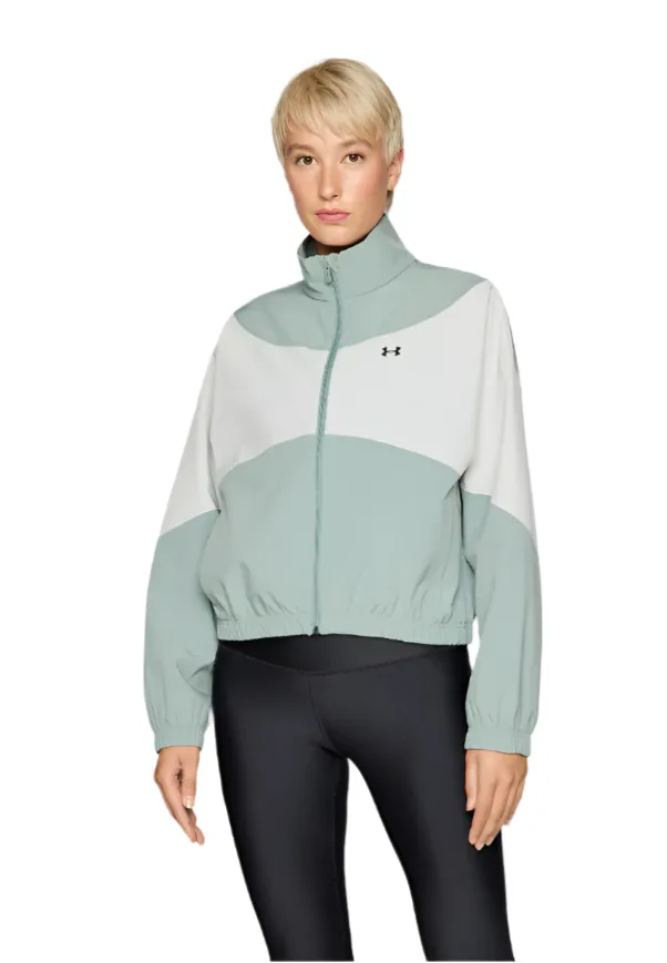 Under Armour Womens Jacket Rival Woven Silica Green/Hydro Green/White