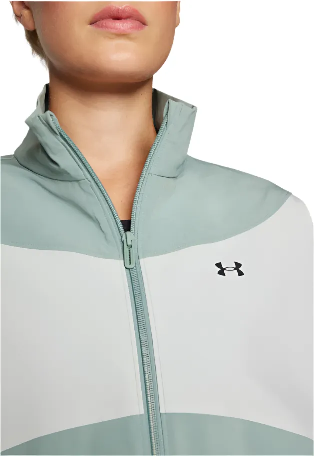 Under Armour Womens Jacket Rival Woven Silica Green/Hydro Green/White