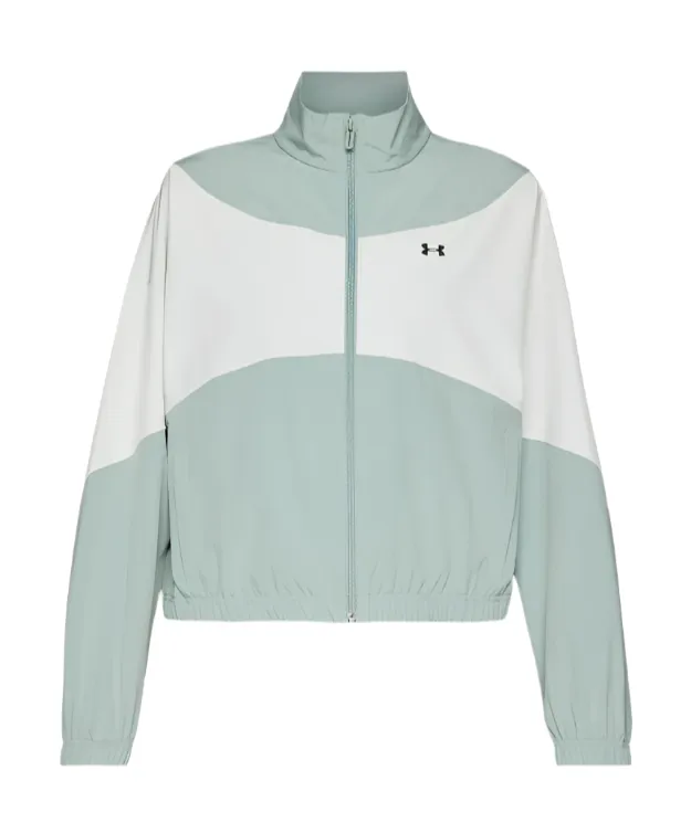 Under Armour Womens Jacket Rival Woven Silica Green/Hydro Green/White