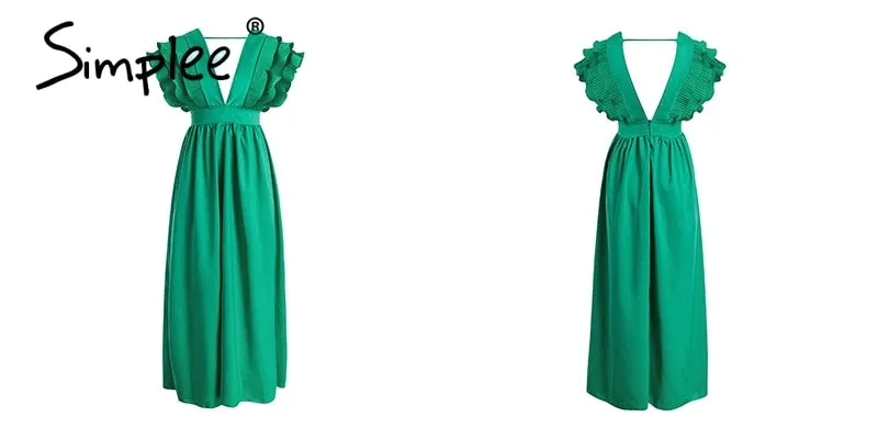 VenusFox Elegant v neck maxi dresses