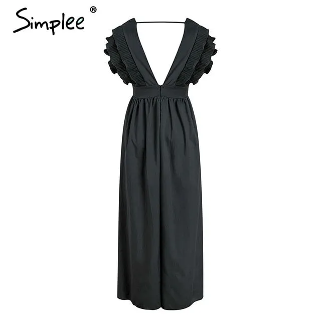 VenusFox Elegant v neck maxi dresses