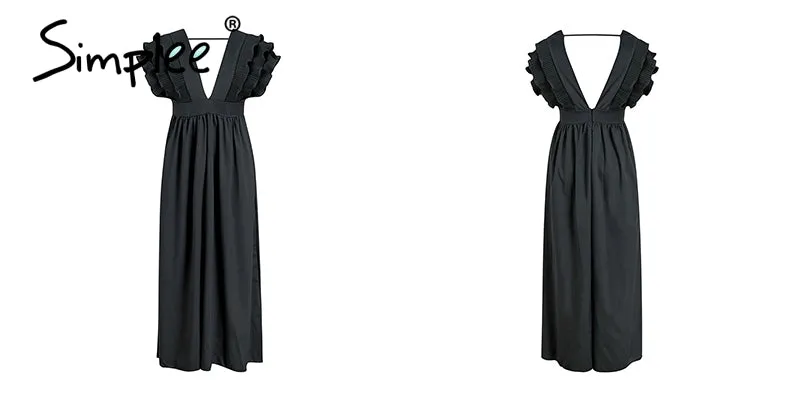 VenusFox Elegant v neck maxi dresses