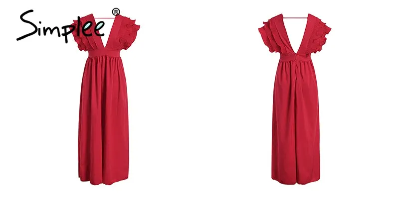 VenusFox Elegant v neck maxi dresses