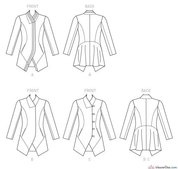 Vogue Pattern V9212 Misses' Seamed & Collared Jackets