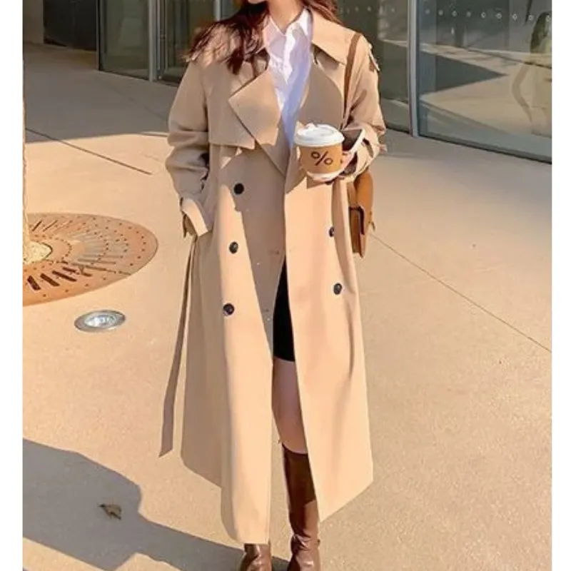 Women's Long Elegant Luxe Trench Coat | Ideal for Autumn/Winter