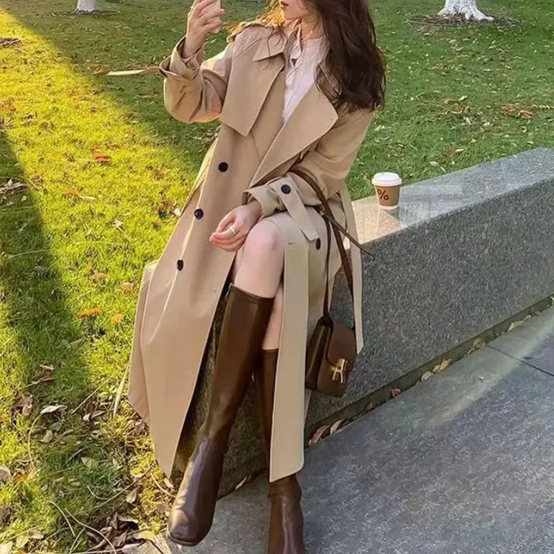 Women's Long Elegant Luxe Trench Coat | Ideal for Autumn/Winter