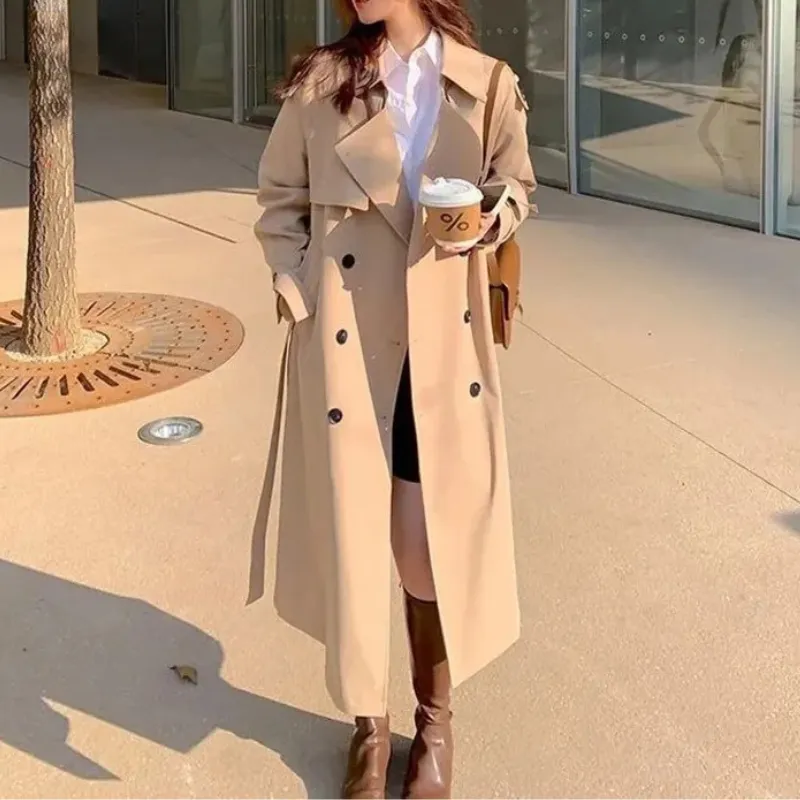 Women's Long Elegant Luxe Trench Coat | Ideal for Autumn/Winter