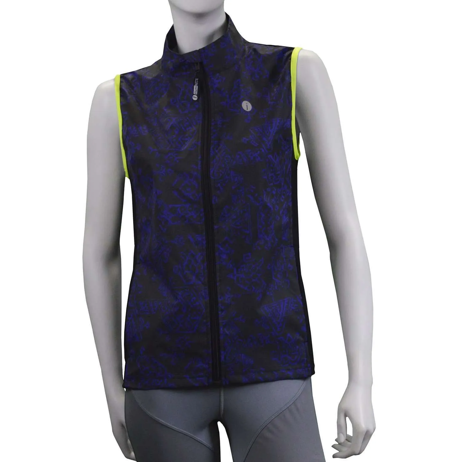 Women's Newport Packable Reflective Vest in Deep Purple Aztec/Flo Lime