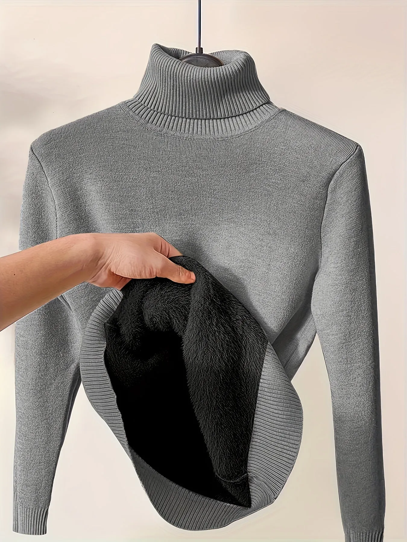 Women's Stylish Solid Color Turtleneck Jumper with Fleece | Ideal for Autumn/Winter