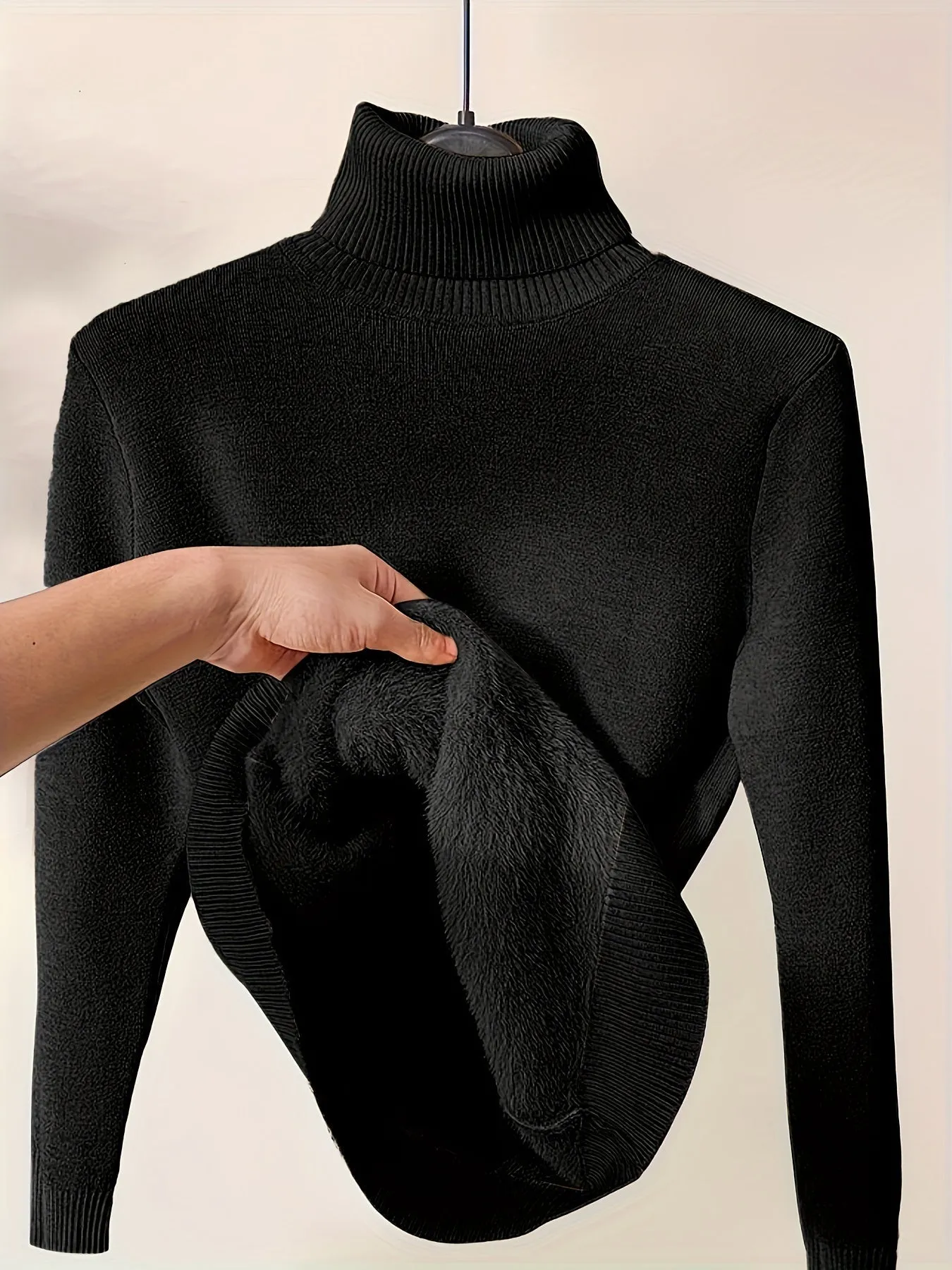 Women's Stylish Solid Color Turtleneck Jumper with Fleece | Ideal for Autumn/Winter