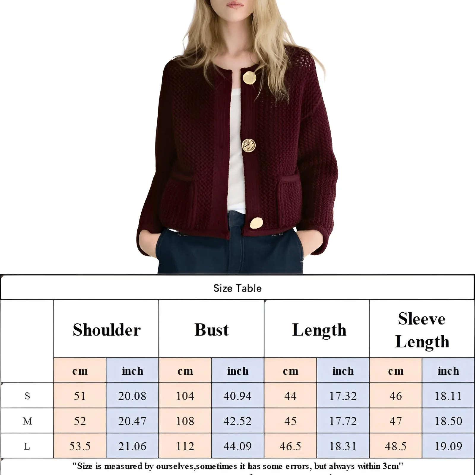 Women's Vintage Sweater With Pockets Single Breasted Knitted Sweater Chic Lady