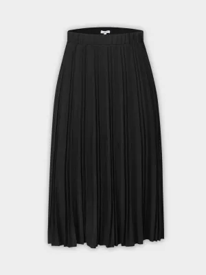 Wool Blend Pleated Skirt 25.5"-Black