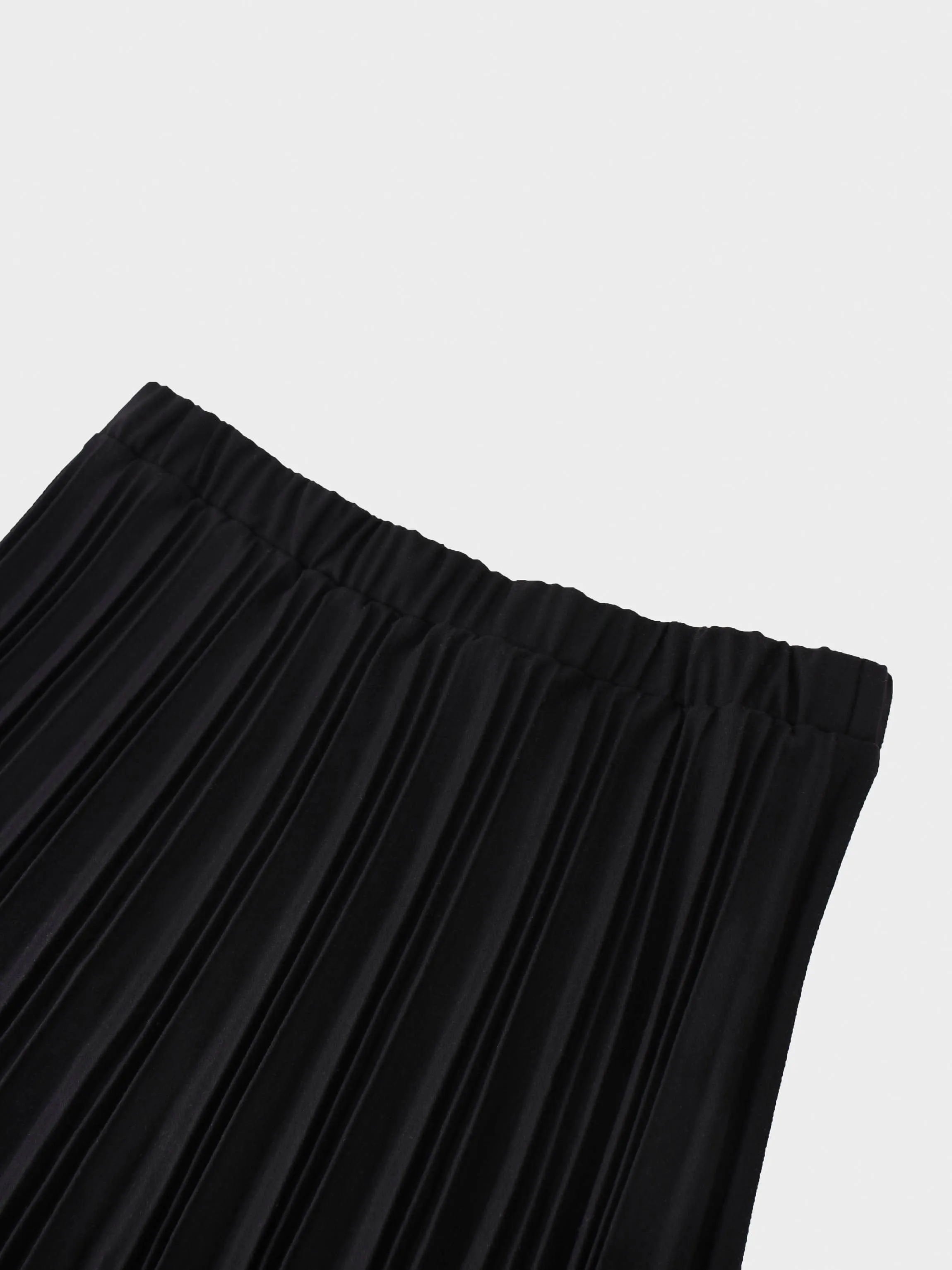 Wool Blend Pleated Skirt 25.5"-Black