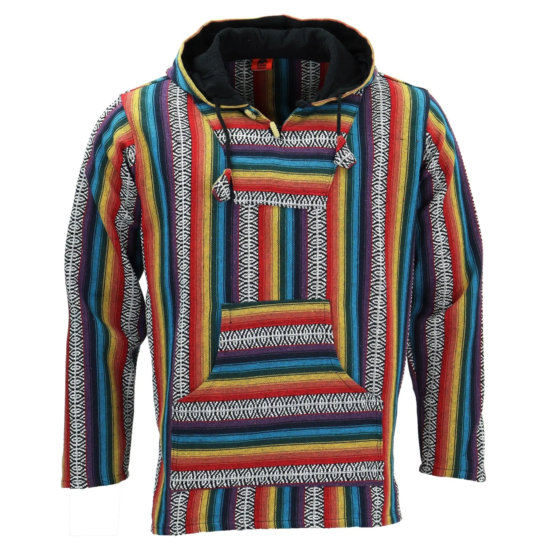 Woven Gheri Cotton Baja Hoodie - Rainbow