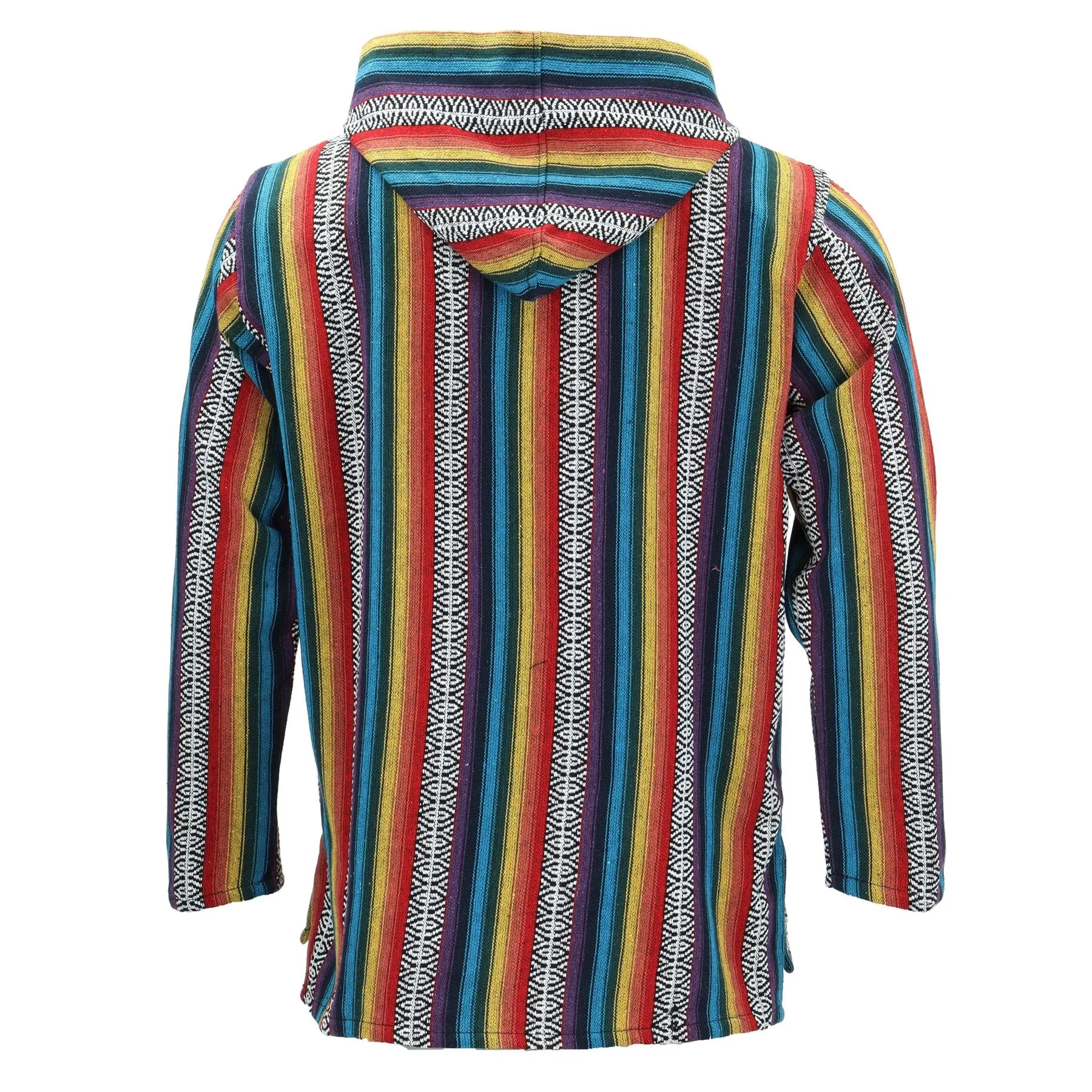 Woven Gheri Cotton Baja Hoodie - Rainbow