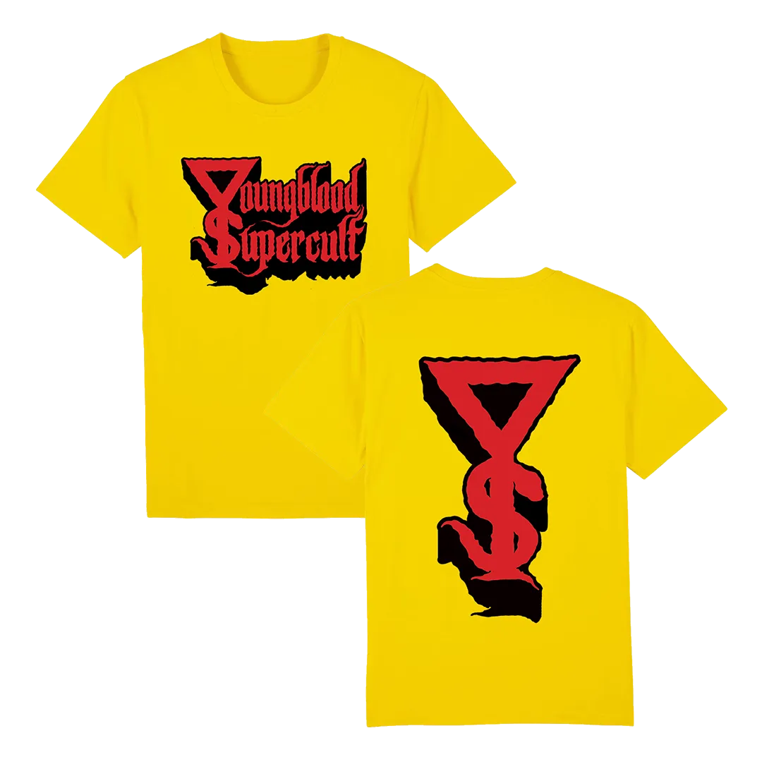 Youngblood Supercult - Black & Red Logo & Symbol T-Shirt - Yellow